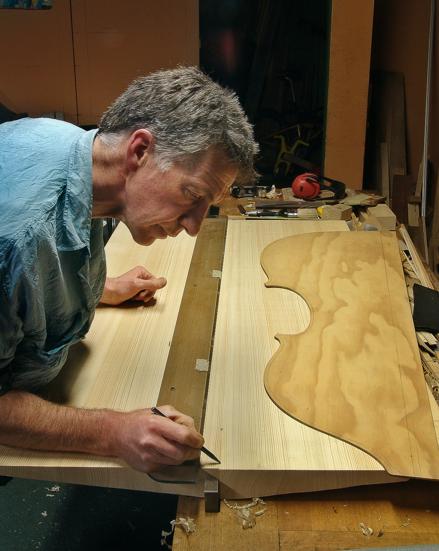 Peter Stephen building a double bass